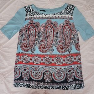 Talbots NWOT Blue and Red Paisley Blouse